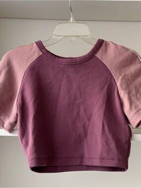 TWENTY MONTREAL Purple Mesh Color Block Crop Tee